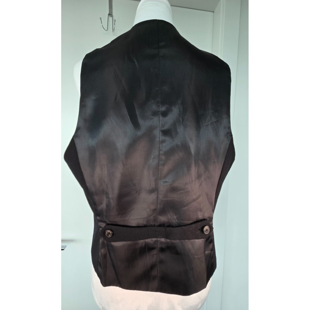 Zara Suit Vest Classic Black Label V neck Wool W's Sz XL Minimalist Quiet Lux - Picture 2 of 13